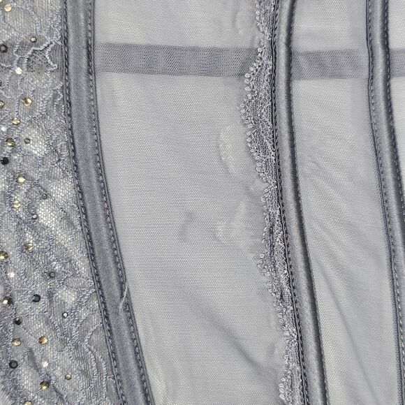 Victoria’s Secret 2014 Gray Lace Mesh & Rhinestone Lingerie Corset Top size 34B - Picture 6 of 10